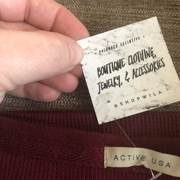 Plus Size Long Sleeve Tee in Cranberry. - Picture 2 of 2